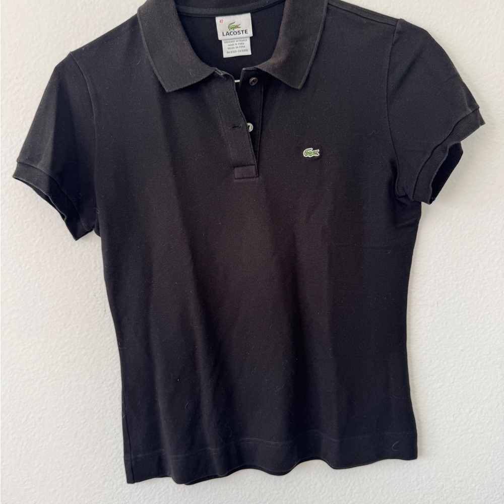 Lacoste Women's Short Sleeve Black Tee